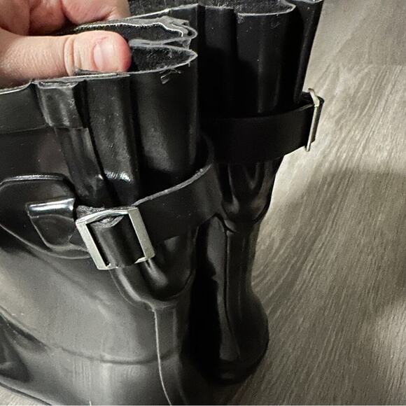 A New Day Women's Boots Vicki Mid Calf Rubber Black Rain Boots Size 10 - Picture 6 of 9